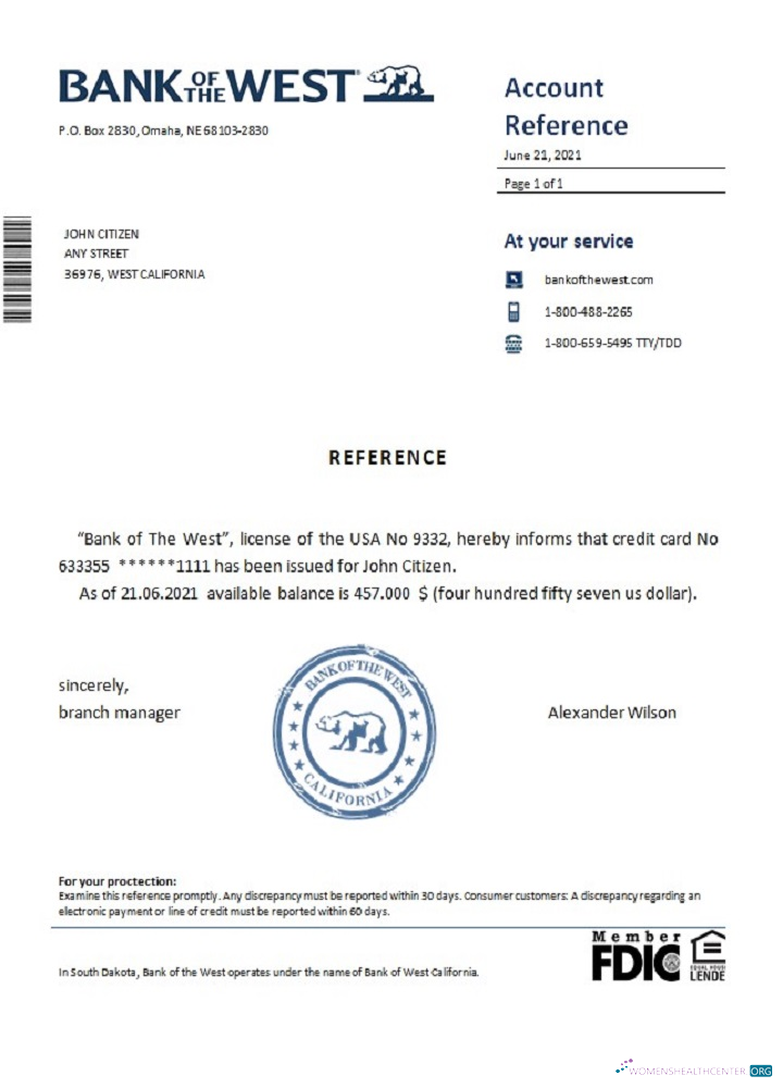 Download USA Bank of the West reference Photoshop template